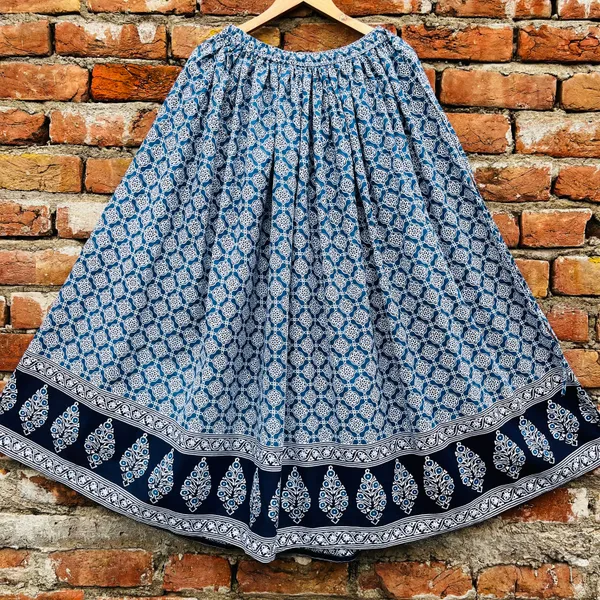 Cotton_Geometric_Print_Flared_Skirt_For_Women
