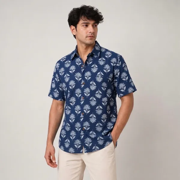 Handblock_Printed__Pure_Cotton_Shirt_For_Men