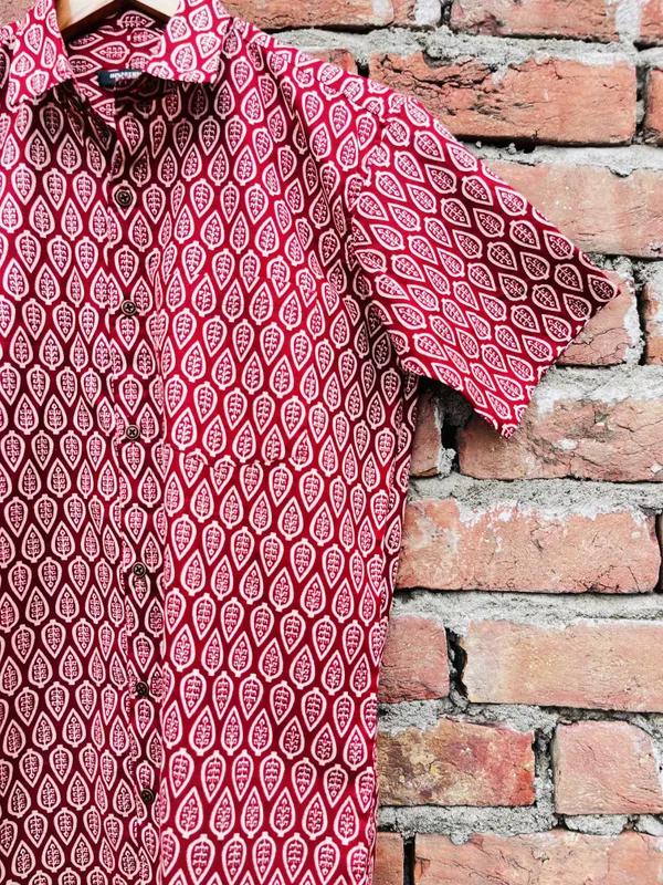 Leaf_Print_Pure_Cotton_Shirt_For_Men