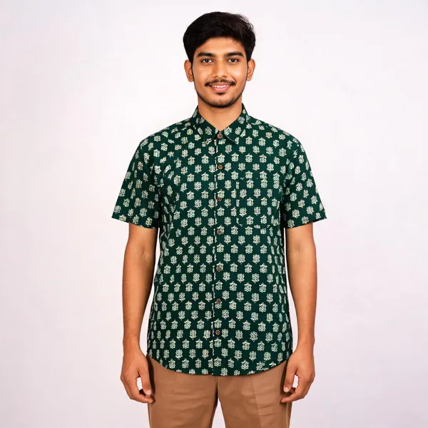 Green_Pure_Cotton_Relaxed_Fit_Floral_Print_Shirt_For_Men