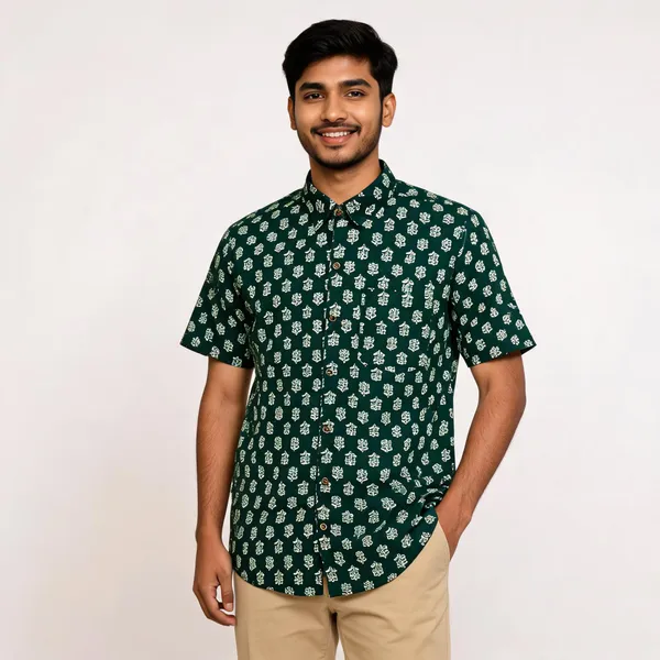 Green_Pure_Cotton_Relaxed_Fit_Floral_Print_Shirt_For_Men