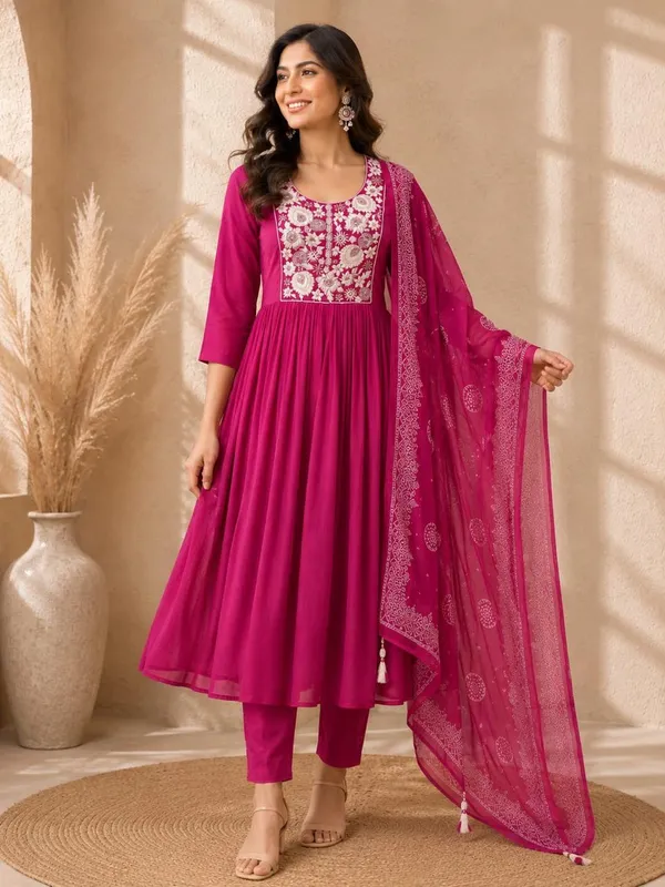 Pink_Cotton_Rayon_Floral_Embroidered_Anarkali_Kurta_Set_for_Women
