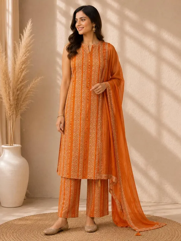 Orange_Cotton_Rayon_Straight_Kurta_Set_with_Dupatta_for_Women