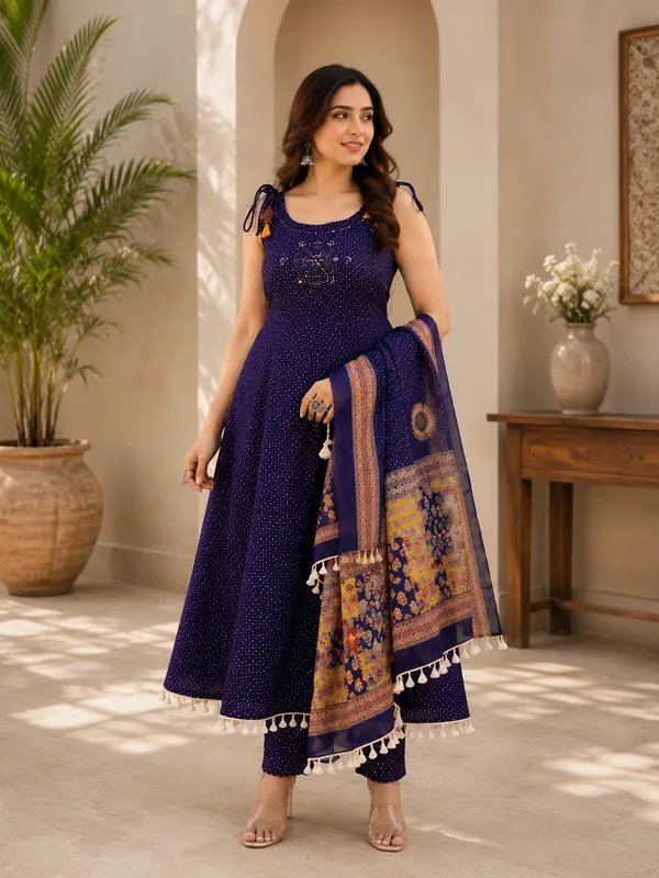 Blue_Pure_Cotton_Bandhani_Print_Anarkali_Suit_Set_with_Dupatta_for_Women