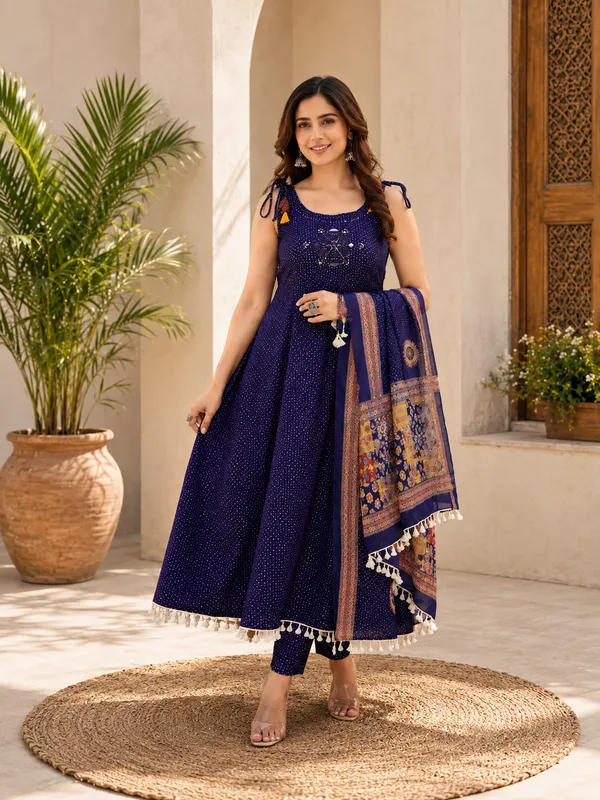 Blue_Pure_Cotton_Bandhani_Print_Anarkali_Suit_Set_with_Dupatta_for_Women