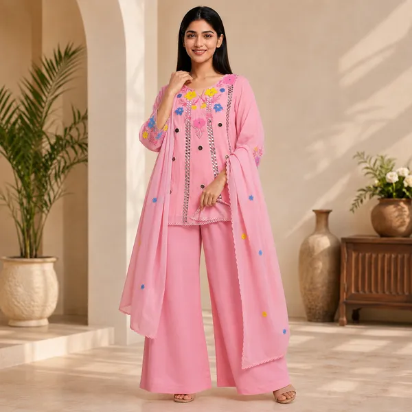 Pink_Cotton_Embroidered_Mirror_Work_Kurti_Palazzo_Set_with_Dupatta_for_Women