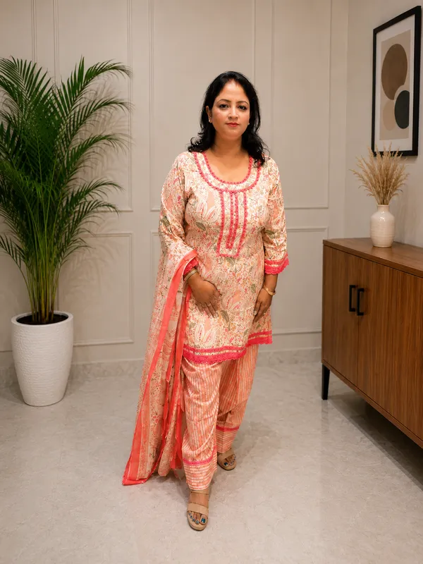 Beige_and_Orange_Pure_Cotton_Paisley_Print_Farshi_Salwar_Suit_for_Women