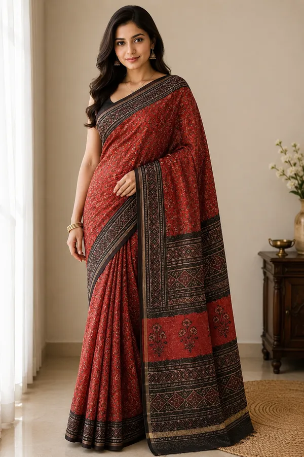 Red_Kota_Doria_Printed_Saree_For_Women