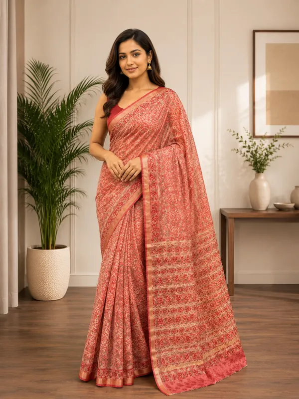 Coral_Silk_Cotton_Floral_Paisley_Printed_Saree_For_Women