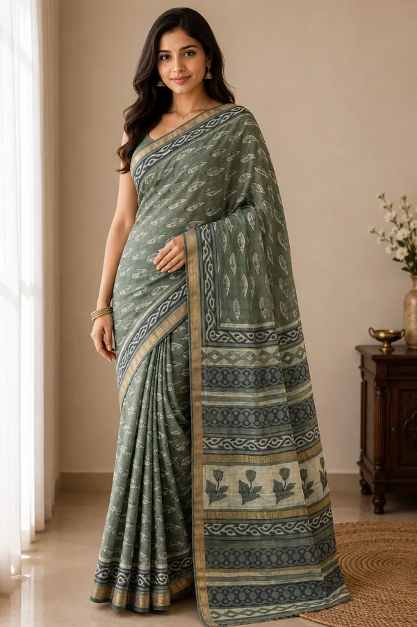 Green_Maheshwari_Silk_Floral_Printed_Saree_For_Women