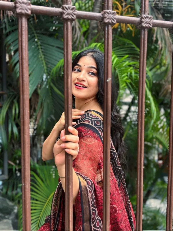 Red_Kota_Doria_Geometric_Printed_Saree_For_Women