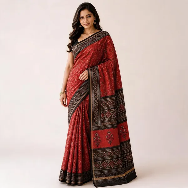 Red_Kota_Doria_Printed_Saree_For_Women