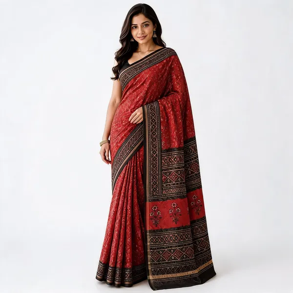 Red_Kota_Doria_Printed_Saree_For_Women