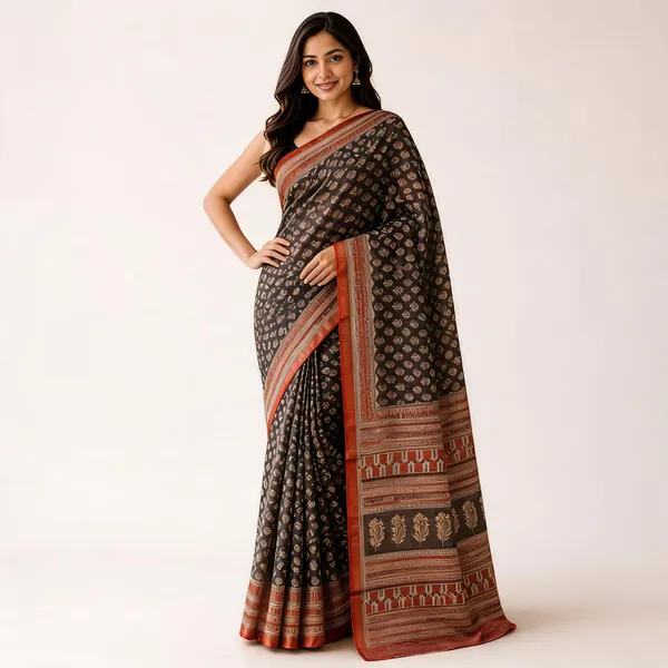 Black_Kota_Doria_Block_Print_Woven_Border_Saree_For_Women
