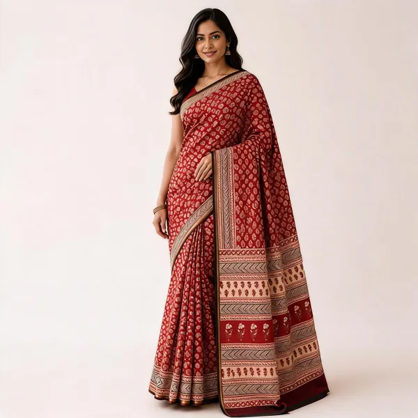 Red_Cotton_Silk_Traditional_Printed_Saree_For_Women