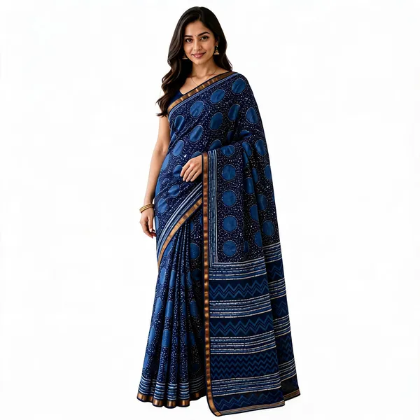 Navy_Blue_Maheshwari_Silk_Printed_Zari_Border_Saree_For_Women