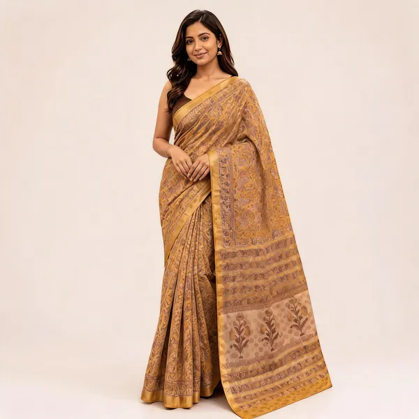 Mustard_Silk_Cotton_Printed_Saree_For_Women