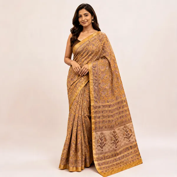 Mustard_Silk_Cotton_Printed_Saree_For_Women