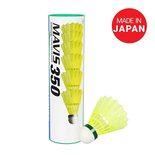 Yonex_Mavis_350_Green_Cap_Nylon_Shuttlecock_Yellow