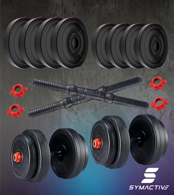 Amazon_Brand_Symactive_20_Kg_Adjustable_Dumbbells_Kit_For_Full_Body_Workout_Pvc_Durable_Finish_Secure_Weight_Locking_Mechanism_2_Kg_X_4_3_Kg_X_4_Kg_Weight_One_Pair_14_Dumbbell_Rods_Nuts
