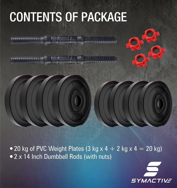 Amazon_Brand_Symactive_20_Kg_Adjustable_Dumbbells_Kit_For_Full_Body_Workout_Pvc_Durable_Finish_Secure_Weight_Locking_Mechanism_2_Kg_X_4_3_Kg_X_4_Kg_Weight_One_Pair_14_Dumbbell_Rods_Nuts