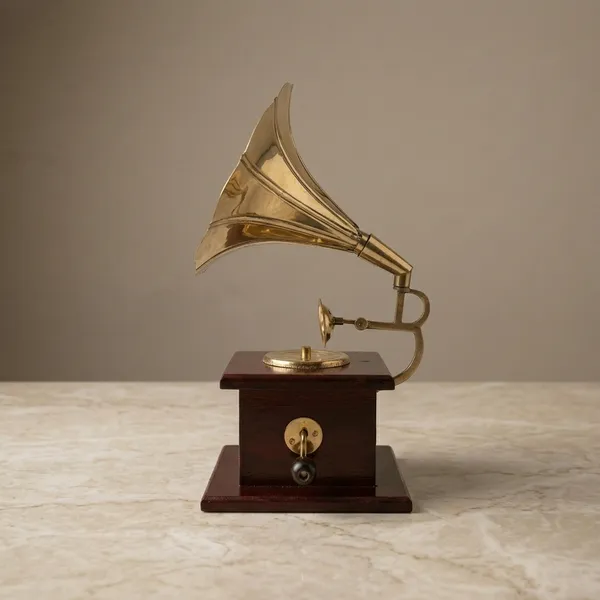 Brass_Gramophone_Showpiece_With_Wooden_Base_Decorative_Figurine