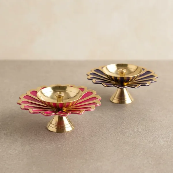 Brass_Floral_Petal_Diya_Set_For_Pooja