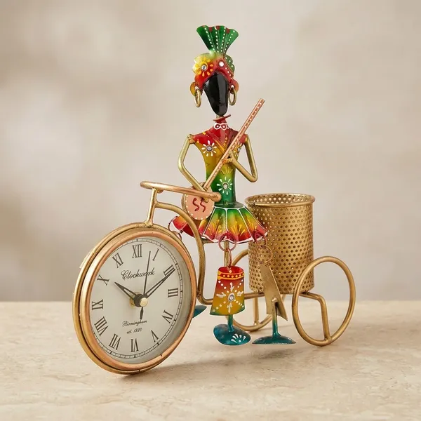 Metal_Musician_On_Bicycle_Decorative_Table_Clock