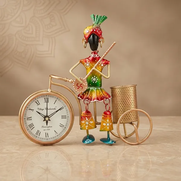 Metal_Musician_On_Bicycle_Decorative_Table_Clock