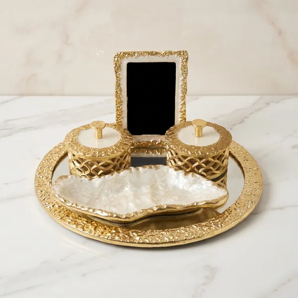 Gold_Brass_Decorative_Pooja_Thali_Set_With_Frame_And_Diya_Holders