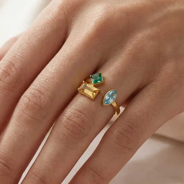 Gold_Tone_Green_Stone_Drop_Ring_For_Women