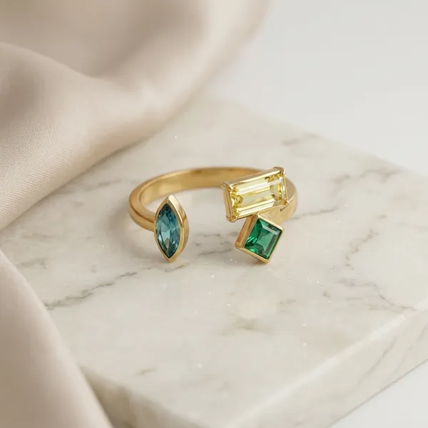 Gold_Tone_Green_Stone_Drop_Ring_For_Women