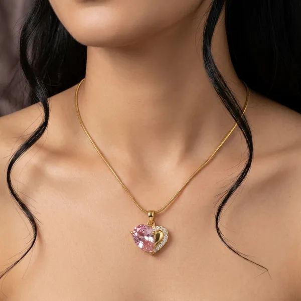 Gold_Tone_Stainless_Steel_Pendant_Necklace_For_Women