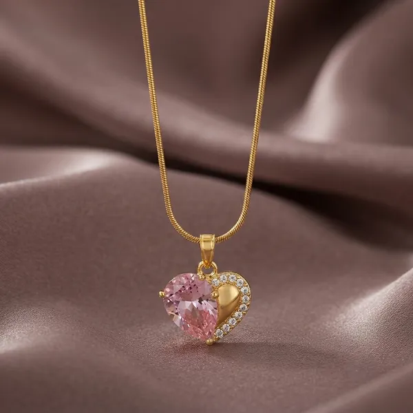 Gold_Tone_Stainless_Steel_Pendant_Necklace_For_Women