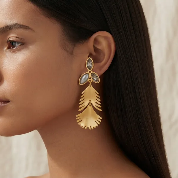 Gold_Tone_Stainless_Steel_Leaf_Drop_Earrings_For_Women