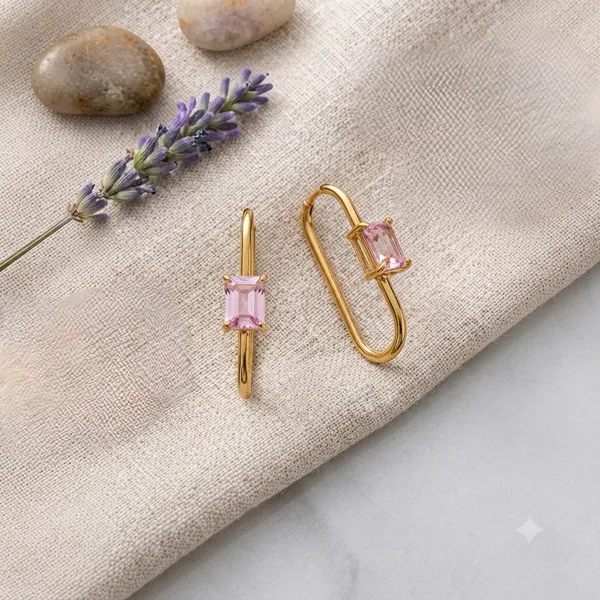 Gold_Tone_Stainless_Steel_Pink_Stone_Hoop_Earrings_For_Women