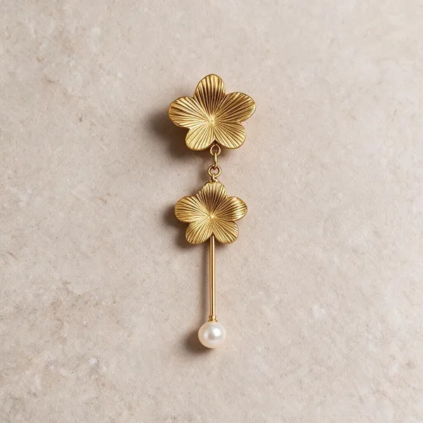 Gold-Tone_Stainless_Steel_Floral_Drop_Earrings_For_Women