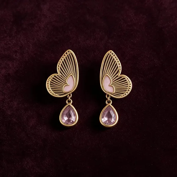 Gold_Tone_Butterfly_Drop_Earrings_For_Women