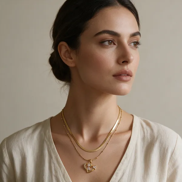 Gold_Tone_Layered_Heart_Pendant_Necklace_For_Women