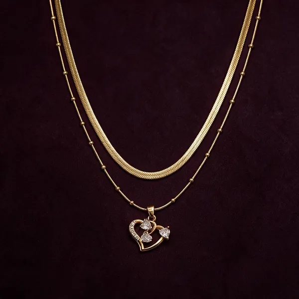 Gold_Tone_Layered_Heart_Pendant_Necklace_For_Women