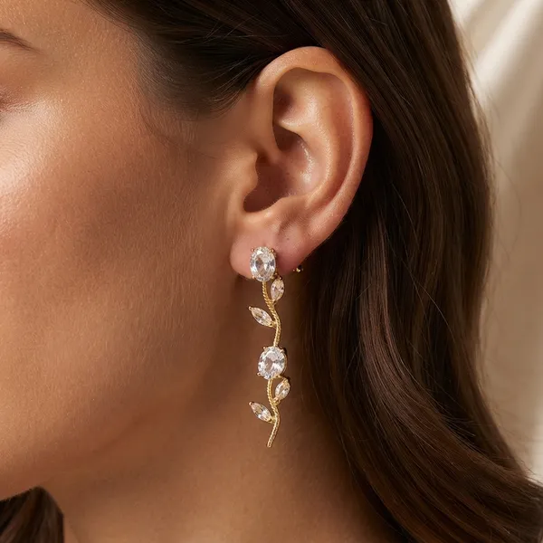 Gold-Tone_Stainless_Steel_Leaf_Drop_Earrings_For_Women