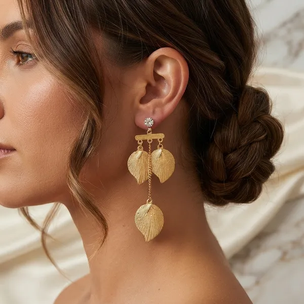 Gold_Tone_Leaf_Drop_Earrings_For_Women
