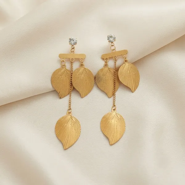 Gold_Tone_Leaf_Drop_Earrings_For_Women