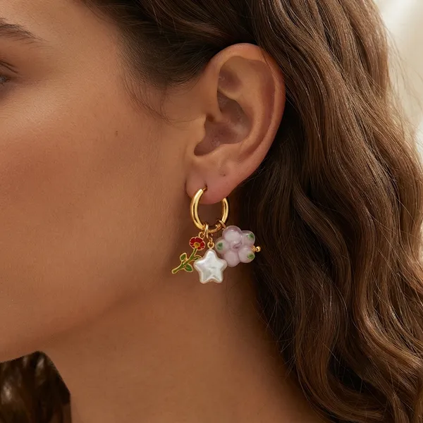 Multicolour_Floral_Charm_Hoop_Earrings_For_Women