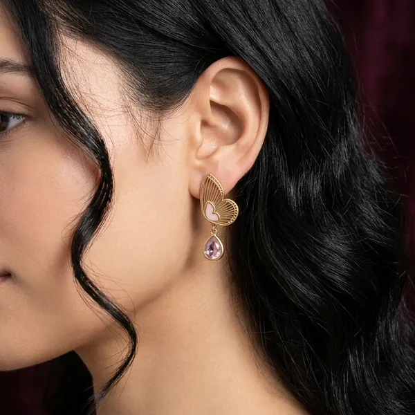 Gold_Tone_Butterfly_Drop_Earrings_For_Women