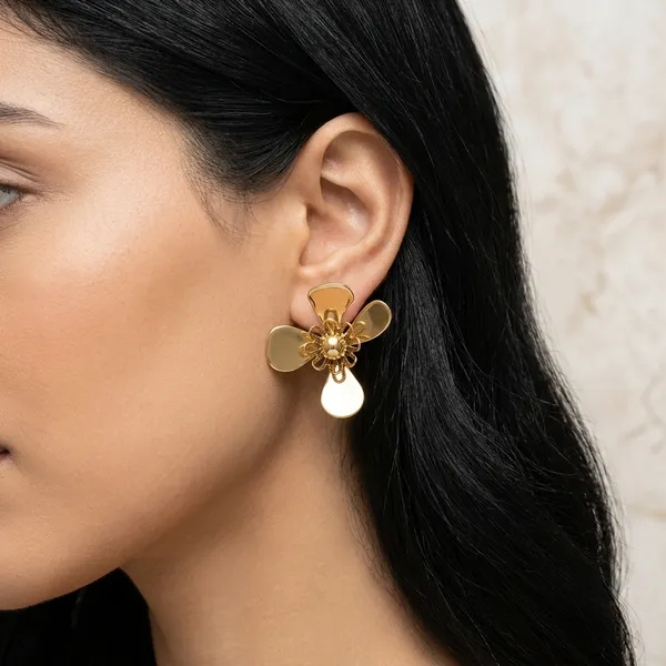 Gold_Tone_Stainless_Steel_Floral_Drop_Earrings_For_Women