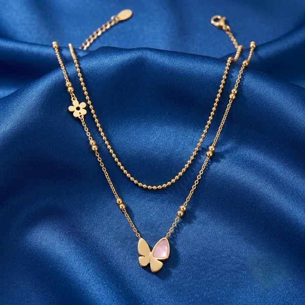 Gold_Tone_Butterfly_Charm_Chain_Necklace_For_Women