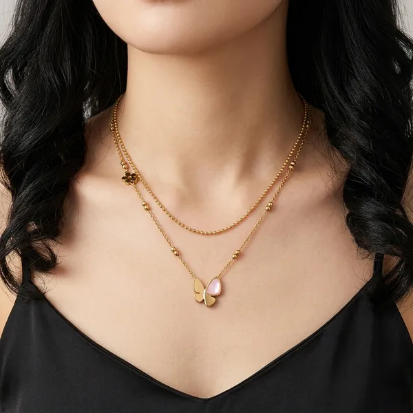 Gold_Tone_Butterfly_Charm_Chain_Necklace_For_Women