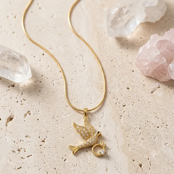 Gold_Tone_Stainless_Steel_Pendant_Necklace_For_Women