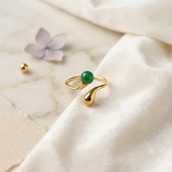 Gold_Tone_Green_Beaded_Ring_For_Women